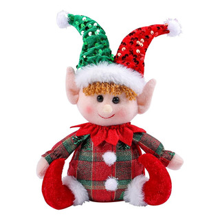 B- Muñeco Sentado De Elfo Navideño Lindo Escaparate Sombrero B- Muñeco Sentado De Elfo Navideño Lindo Escaparate Sombrero