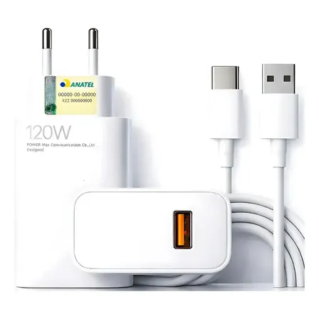 Carregador Turbo 120w Usb-c Para Xiaomi Redmi Poco X7 Branco Branco