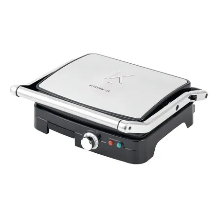 Plancha Panini Pro Max Xl Kitchen-it Superficie Plana 4 Panes Y 180° Acero Inoxidable