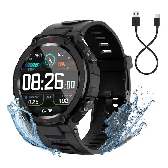 Reloj Smartwatch Tactico Gadnic Pantalla 1.32 360x360 GPS Bateria 300 mAh 15 Dias IP68 128Mb RAM 2M