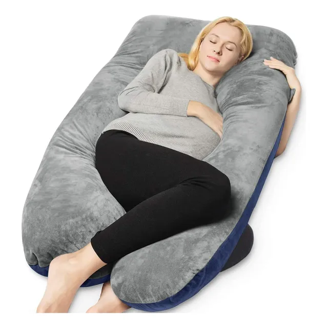 Almohada De Embarazo Con Forma De U Azul Y Gris