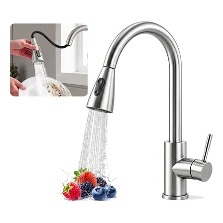 Torneira Monocomando Pia Cozinha Bancada Gourmet Flexivel Prateado Escovado