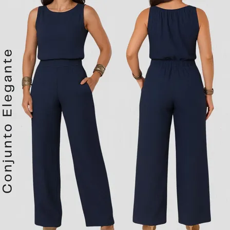 Conjunto Alfaiataria Feminino Calça Wide Leg E Blusa Elegant