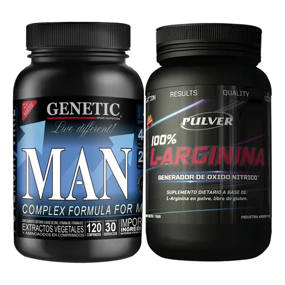 30 Días Potencia Libido Arginina Oxido Nítrico Man Genetic Sabor Neutro