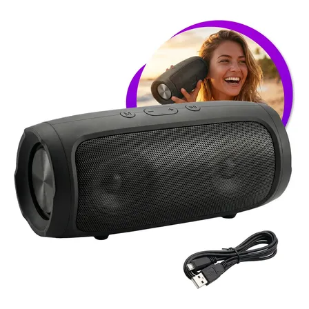 Caixa Caixinha De Som Bluetooth Pendrive Sd Fm Portátil Alto Falante Potente Estéreo Coolmusic Preto 20w 127/220v