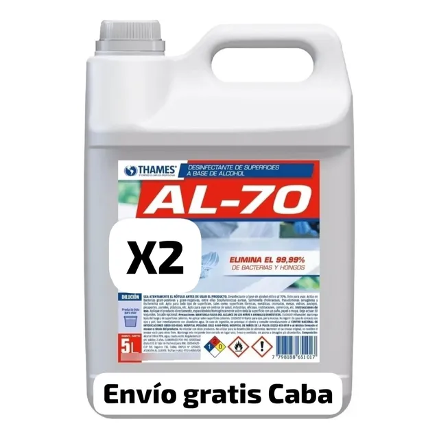 Bidón Alcohol Etílico 70% Sanitizante Liquido 5lt Con Anmat 
