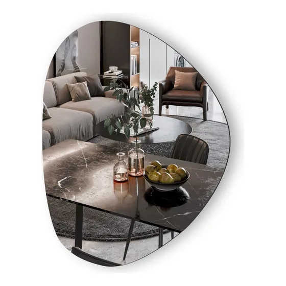 Espelho Orgânico Decorativo Moderno Redondo 70x58 Lapidado