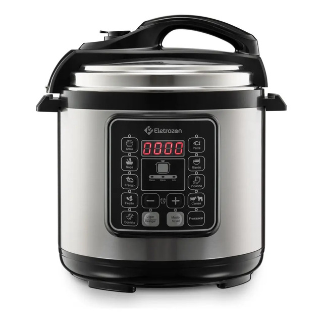 Elt-808 Panela De Pressão Elétrica 6 Litros Inox Eletrozon Prateado 127v 60 Hz