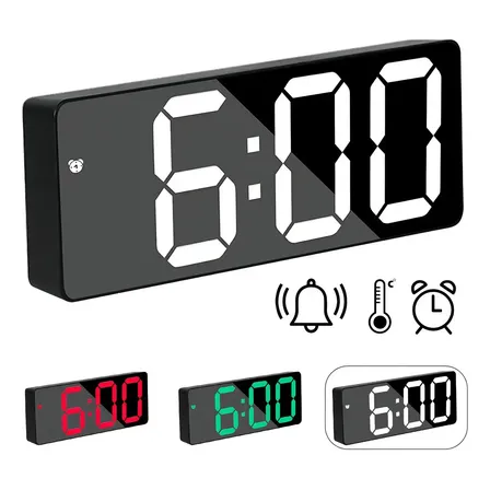 Relógio Digital De Mesa Led Com Data E Despertador Marca Homeroarte Branco