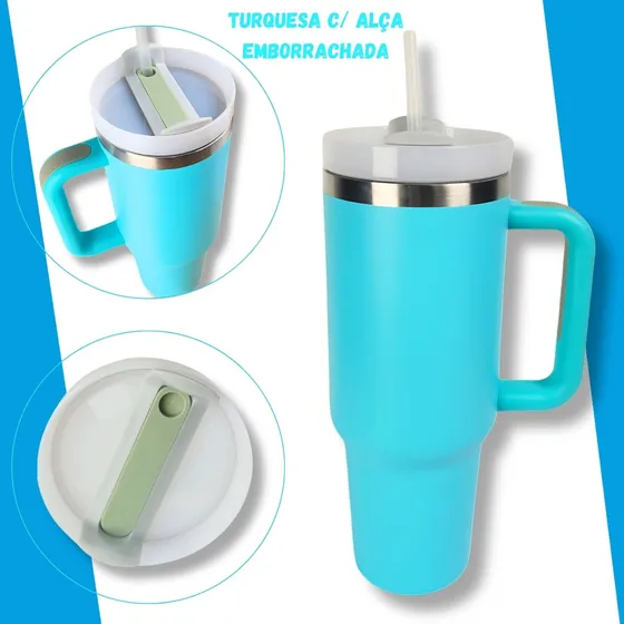 Copo Termico 1200ml Caneca Com Tampa E Canudo Grande Gigante