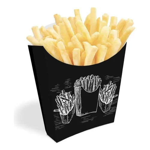 Caixinha Para Batata Frita - Preto - 100un