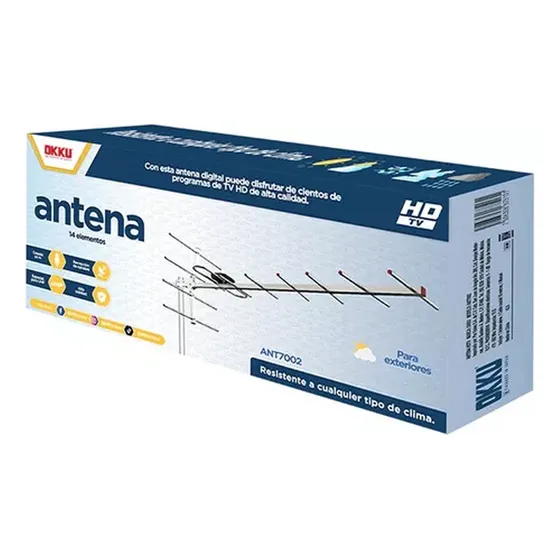 Antena Digital Para Canales Aire  Inc Amplificador Para 4 Tv Gris