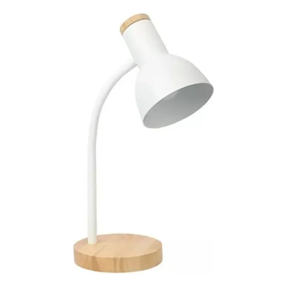 Lampara De Escritorio Portatil Nordica Metal Madera Lectura