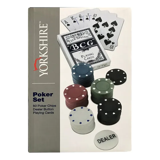 Juego De Póker, Conjunto De 80 Fichas, Botón Y Cartas Con Es