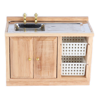 Nuevo Lavabo De Madera For Casa De Muñecas 1:12, Mini Nuevo Lavabo De Madera For Casa De Muñecas 1:12, Mini
