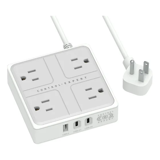 Multicontacto 4 Salidas Puertos Usb Tipo C 20w 1 Metro Color Blanco