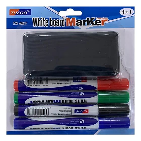 Set 4 Plumones Marcadores + Borrador Para Pizarra Acrílica
