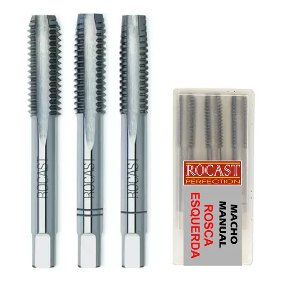Jogo De Macho Rosca Esquerda M6 X 1,00mm C/ 3pçs Aço Rápido Cor Prateado