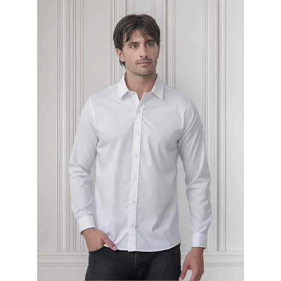 Camisa Lisa Basica De Lycra Dogma Poplin De Vestir