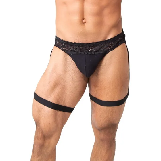 Tanga Para Hombre Encaje Con Liguero Y Liga Jock Strap Ta96