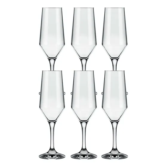 Jogo Taça Champanhe Espumante 186ml Vidro Liso 6 Peças Nadir Cor Transparente