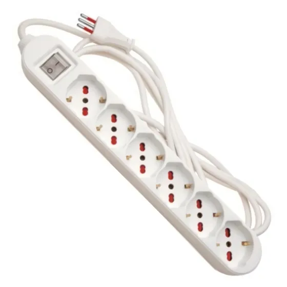 Alargue Zapatilla 3 En Linea A 6 Tomas O Entradas Schuko 3mt
