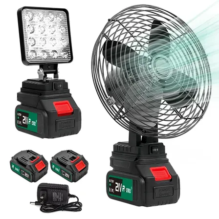 Ventilador De Mesa + Luz Led Portáteis Inclui Duas Baterias