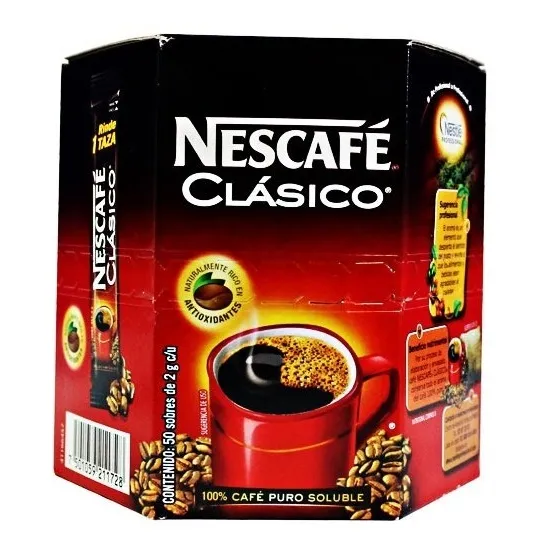 5 Cajas De Nescafe Soluble Con 50 Sobres De 2g Cada Caja