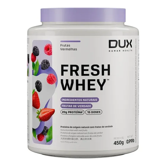 Fresh Whey Dux 450g - Whey Isolado Hidrolisado Concentrado Sabor Frutas Vermelhas