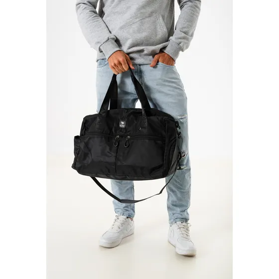 Bolso District Madagascar Tubular Múltiples Bolsillos Negro Negro Lisa