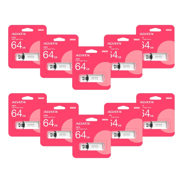 Kit 10 Adata Usb Flash 64 Gb 2.0 Blanco C906