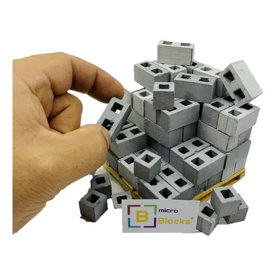 Mini Ladrillos Para Maqueta Set 411 Color Gris Perforado
