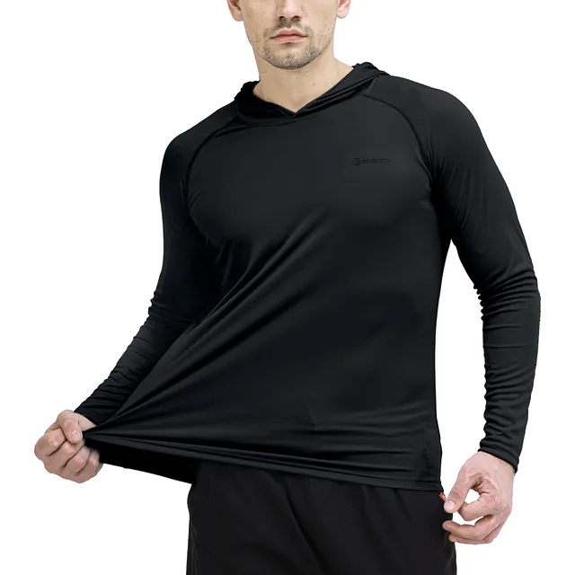Camiseta Manga Larga Capucha Upf 50+ Para Hombre Correr