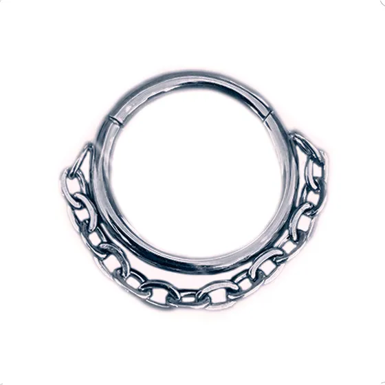 Piercing Argola Correntinha Click Hipoalergênico 8mm Unissex