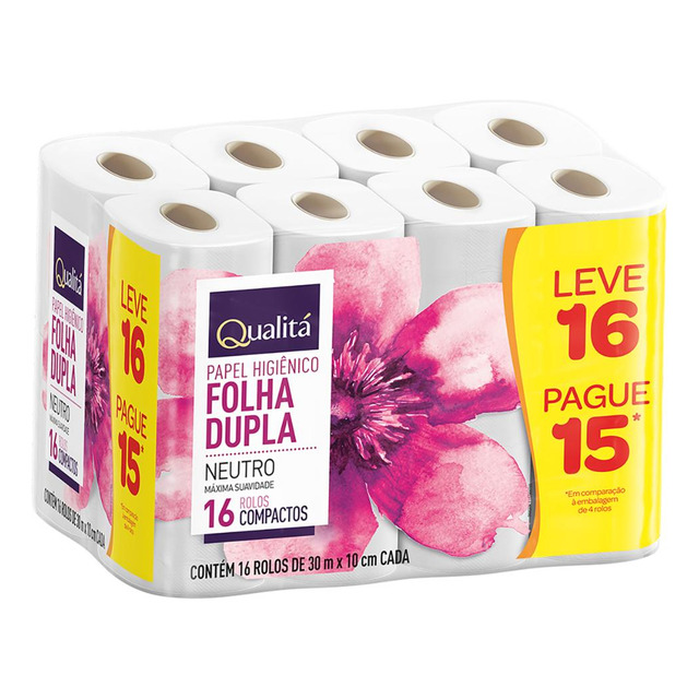 Papel Higiênico Folha Dupla Qualitá 30m Leve 16 Pague 15 Papel Higiênico Folha Dupla Qualitá 30m Leve 16 Pague 15