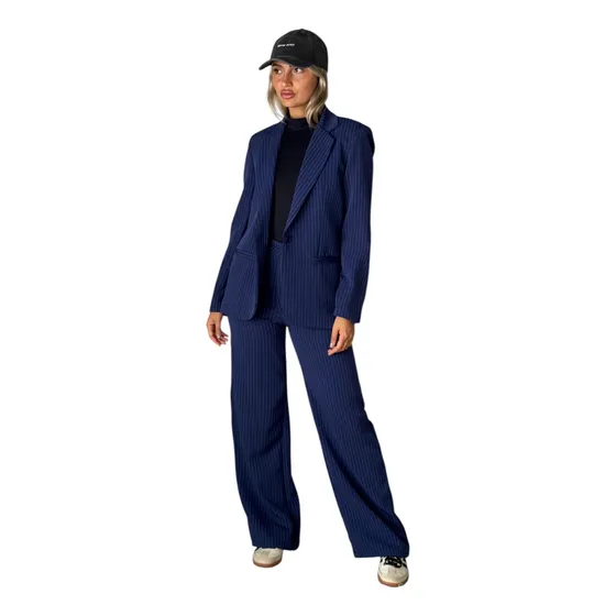 Conjunto Sastrero Rayado Blazer + Pantalón Talle S Al 3xl