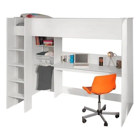 Camarote Con Escritorio Blanco Juvenil Dormitorio 1 Plaza 