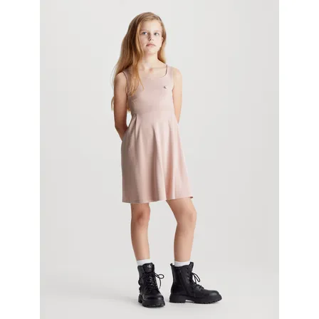 Vestido Niña Back Logo Tape Rosado Calvin Klein