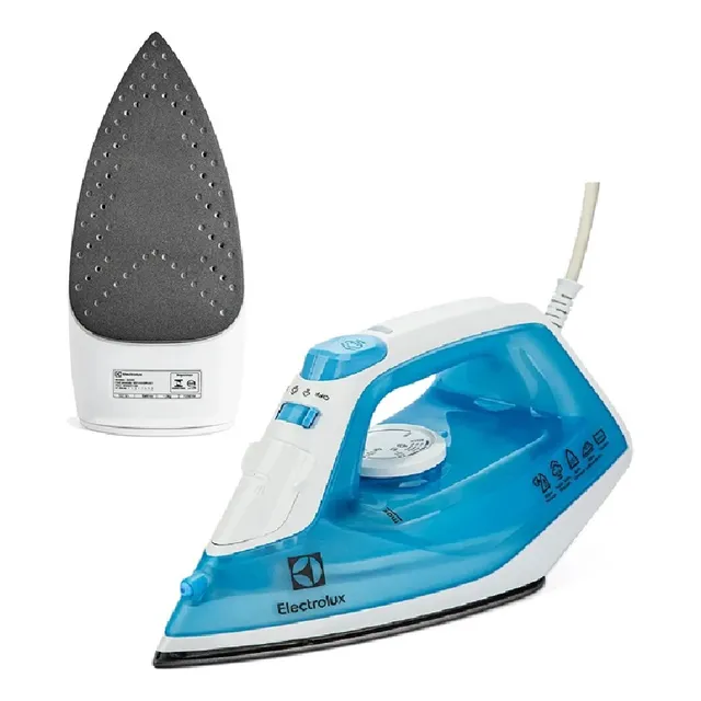 Ferro de Passar Vapor e Seco Electrolux Base Antiaderente Vapor Vertical Extra 1200W Cabo 1.65m Azul SIE60 220v