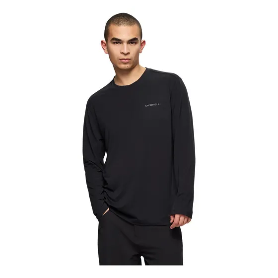 Polera Manga Larga Hombre Vista Ls Tencel Negro Merrell