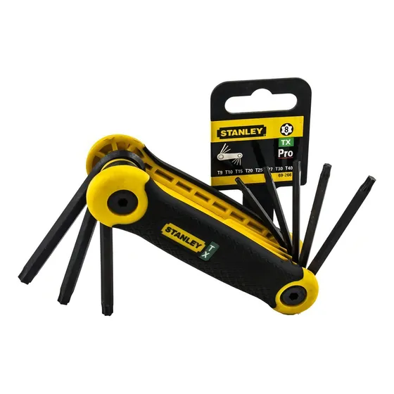 Juego de cuchillos Torx, 8 piezas, T9AT40, Stanley CR-Vanadio, acero, color negro
