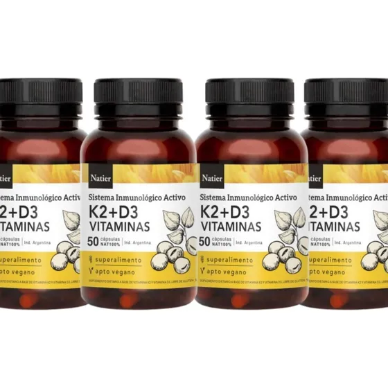Kit X4 Vitamina K2 + D3 Natier X50 Capsulas Salud Suplemento