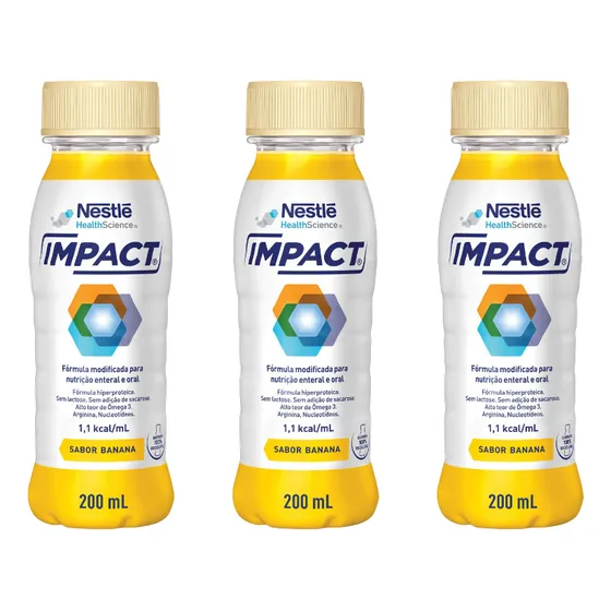 Impact 200ml Sabor Banana Nestlé Kit 3 Unidades