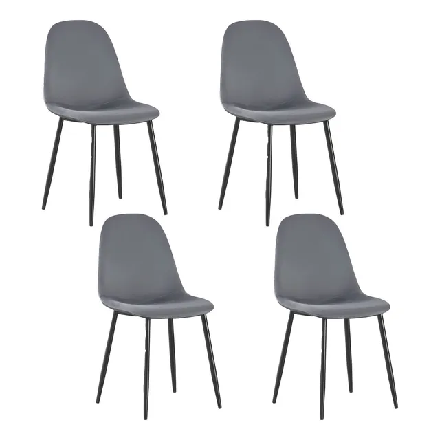 Set Sillas Comedor Top Living Eames Moderno Tapizada Gris Estructura de la silla Negro Asiento Gris oscuro Diseño de la tela Terciopelo