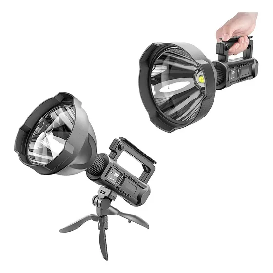 Reflector Busca Huella Led Recargable + Tripode Luz Blanco