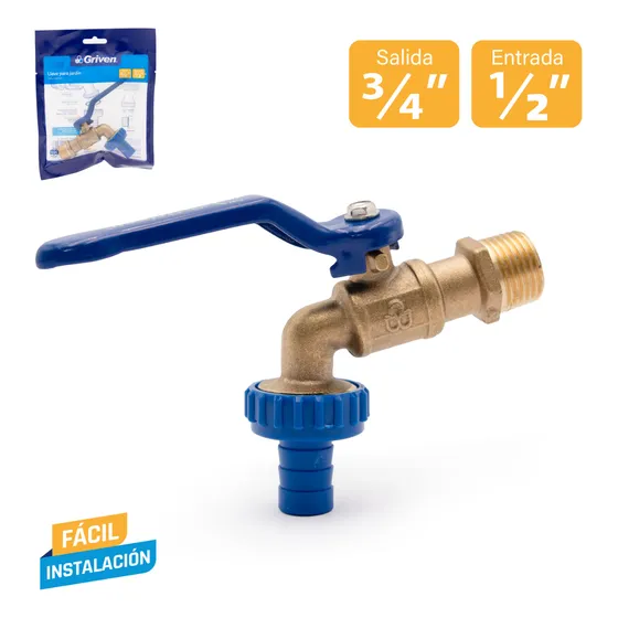 Llave De Chorro 1/2 Para Manguera Jardin Marca Griven