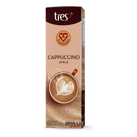 Cápsula de Cappuccino Avelã TRES 3 Corações - 10 Unidades