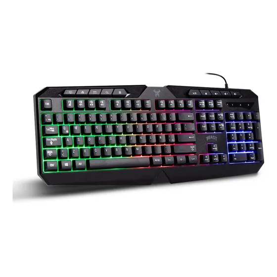 Teclado Gamer Beast Abysmal Armor Force Membrana Led Color del teclado Negro