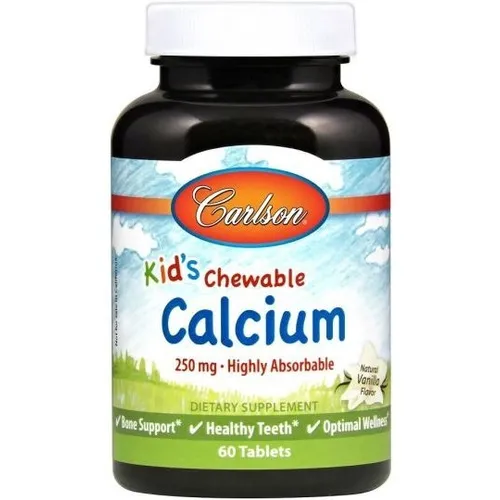 Carlson Labs Kid's Calcio 250 Mg, 60 Tabs Masticables Sabor Vainilla