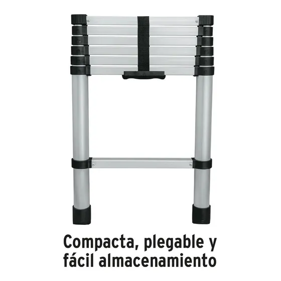 Escalera Telescópica 7 Peldaños 2.1m Soporta 102kg Tipo Ii Color Gris